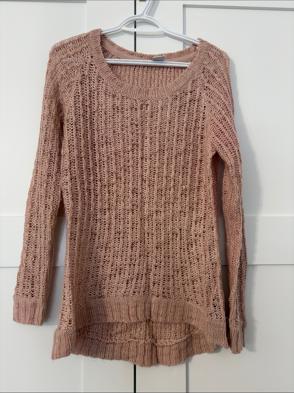 Vero Moda Like New Open-Knit Long Sleeve Pink Sweater